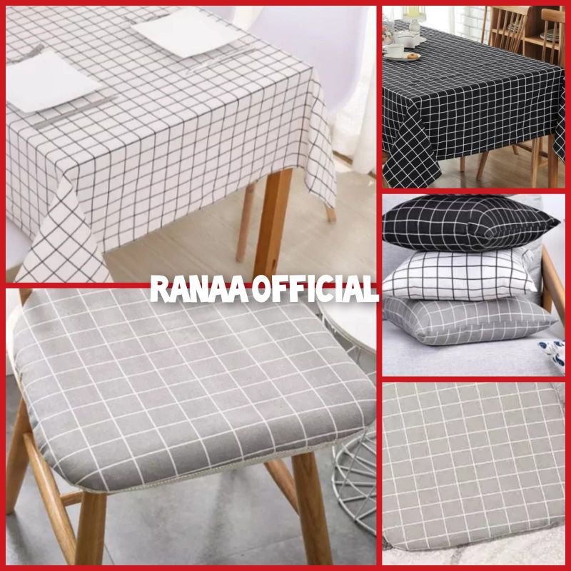 taplak meja set bantal kursi kayu dan sofa
