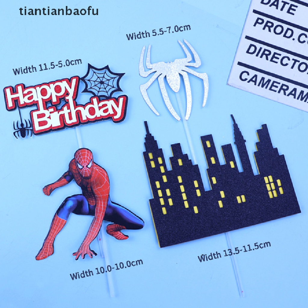 [tiantianbaofu] 1set Spider man Theme Cake Toppers for Birthday Party Cartoon Cake Deco Gifts Boutique