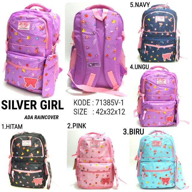 TAS SEKOLAH RANSEL BACKPACK WANITA SILVER GIRL 71385V-1 TERMURAH