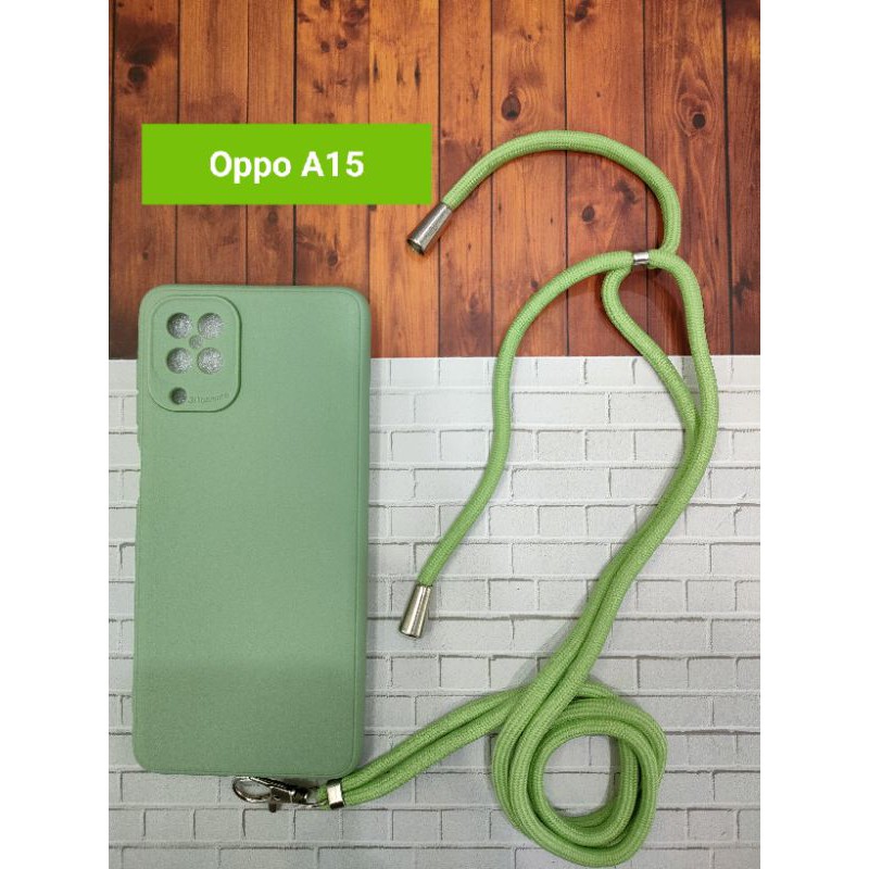 SOFT CASE OPPO A15 COLOR WITH TALI NYLON PHONE STRAPS