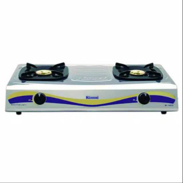 Kompor RINNAI RI 522E  Stainless steel/KOMPOR RINNAI 2 TUNGKU SILVER/KOMPOR RINNAI 2 TUNGKU MURAH bi