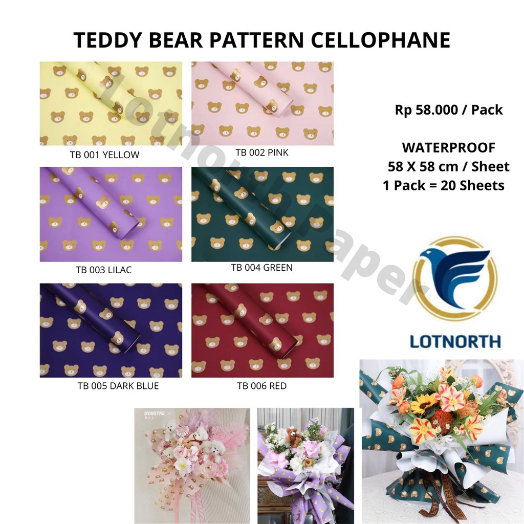 

TEDDY BEAR PATTERN CELLOPHANE | PAPER WRAPPING MOTIF TEDDY BEAR