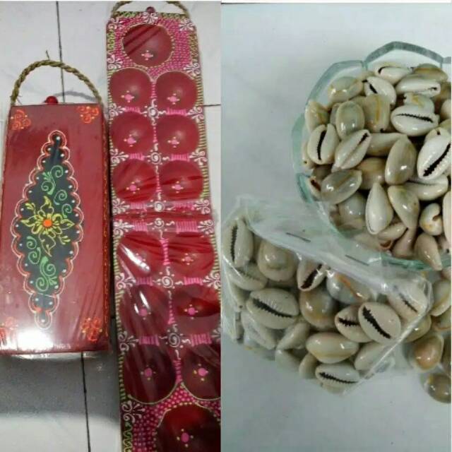 Congklak dakon kayu lukis dan biji