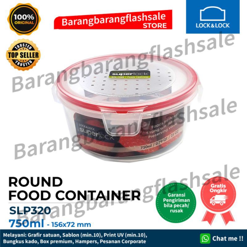 Lock n Lock Round Food Container 750ml Superlock SLP320 / Toples Lock n Lock murah