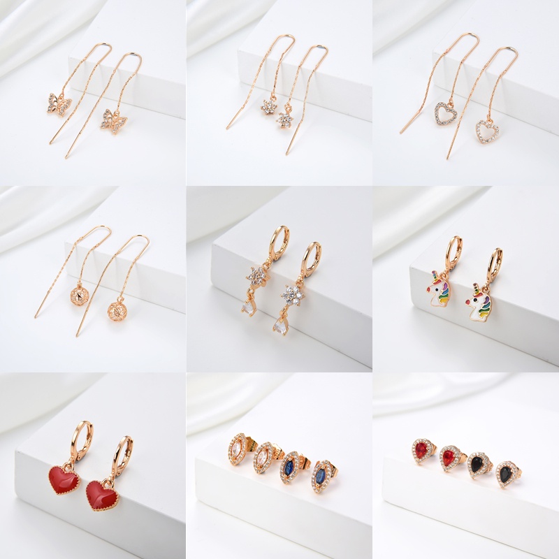 HYL JEWELRY COD Anting Titaniun Korea Earrings Emas Jumbai Berlian Murah Giwang Tindik Perhiasan 32E