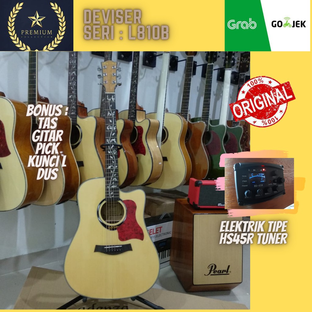 Gitar Akustik Elektrik Merk Deviser tipe L810B original withTuner