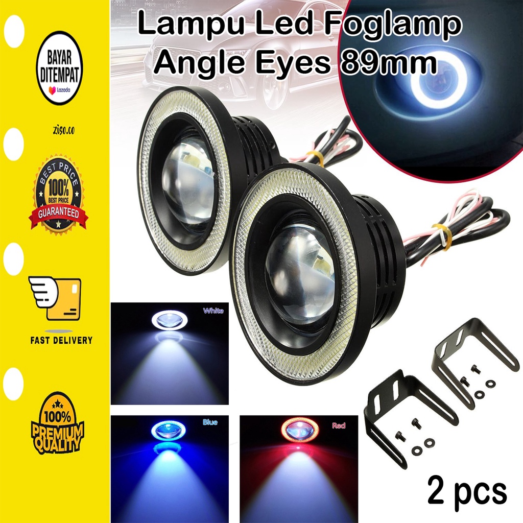 [BISA COD] Lampu Led Foglamp Angle Eyes 89mm Lensa Projector FOGLIGHT ANGEL EYES FOG LAMP LED Foglamp Mobil Universal