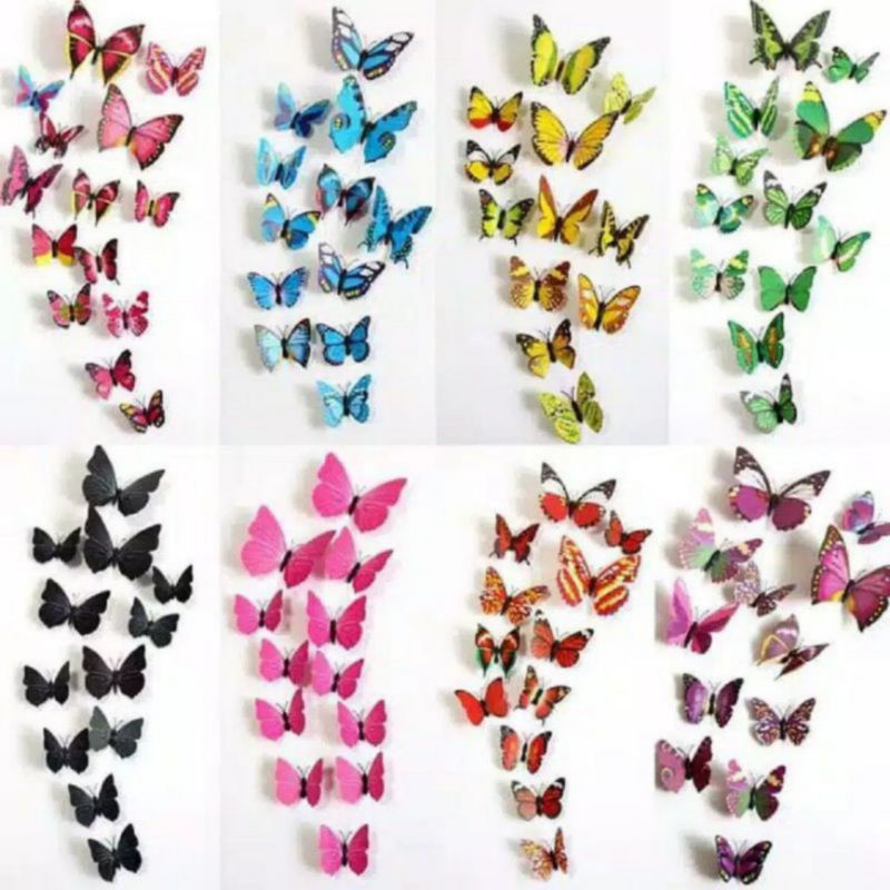 Stiker Dinding 3D Kupu2 / Hiasan Dinding / Dekorasi Kamar