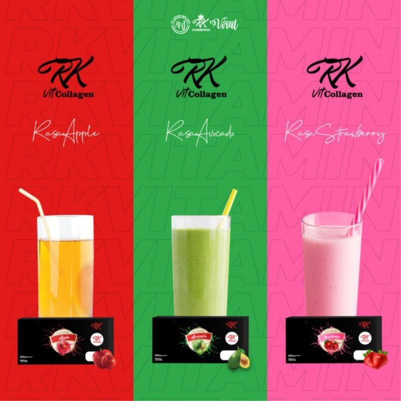 RK VIT COLLAGEN 3 RASA APEL,ALPUKAT, STRAWBERRY
