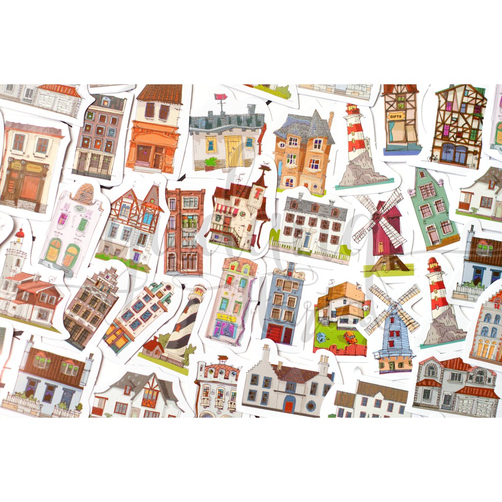 Stiker Bangunan Cantik Instagramable Buildings Stiker Lucu DIY Sticker Scrapbook Unik GH 303463