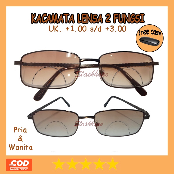 Kacamata plus 2 fungsi baca dan jalan ukuran +100 sd +300 pria dan wanita warna coklat koreanstyle F