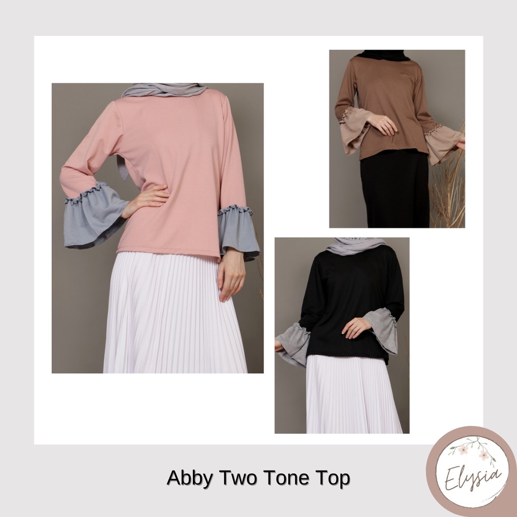 Abby Two Tone Top - Baju Wanita/ Blouse Murah Fashion Muslim