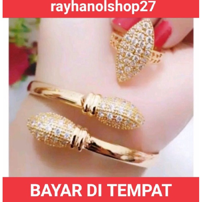 Gelang Tangan wanita Free Cincin Xuping lapis emas 22 K anti karat bermacam mottif pilihan termurah