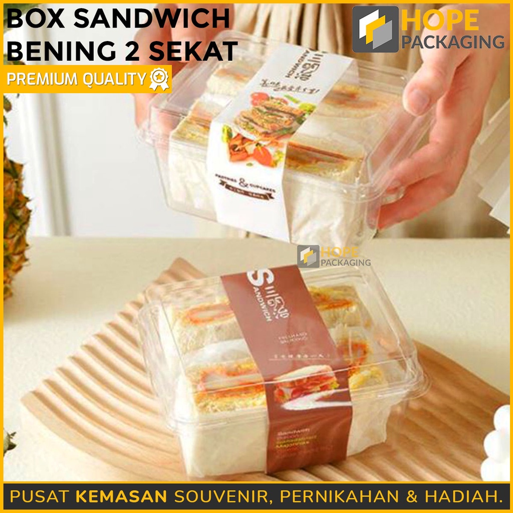 [ ISI 3 PCS ] Box Sandwich Bening 2 sekat / Mika Sandwich / Mika Roti Tawar / Mika Burger / box toast / box roti lapis / box mika / box burger