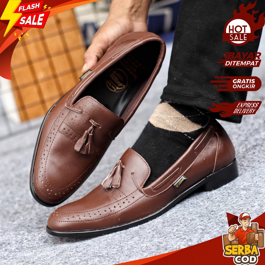 DRS 022 - Sepatu Ori Mules / Slip On / Pull On / Loafers Pansus Kasual Pria Bahan Kulit Asli - Panto