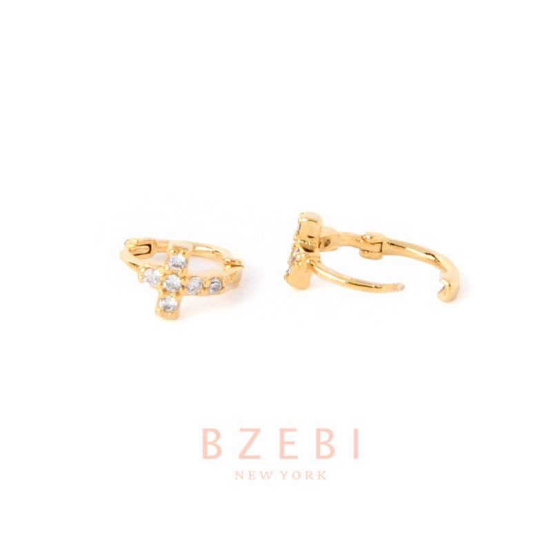 Bzebi Anting Bulat Mini Warna Gold 916 Hias Berlian Imitasi Gaya Korea Untuk Wanita 474e