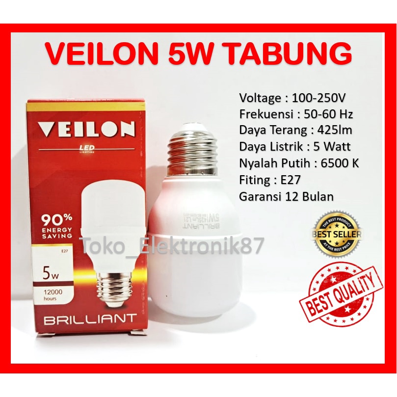 Lampu Led 5 Watt Veilon Tabung