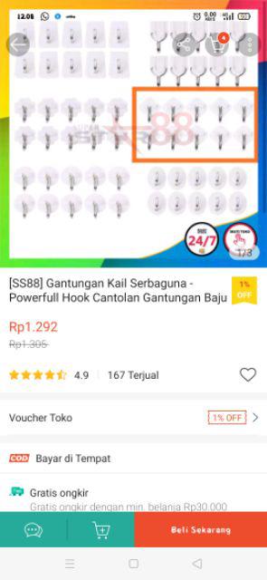 [ss88] Gantungan Kail Serbaguna - Powerfull Hook Cantolan Gantungan Baju - Peralatan Rumah Tangga