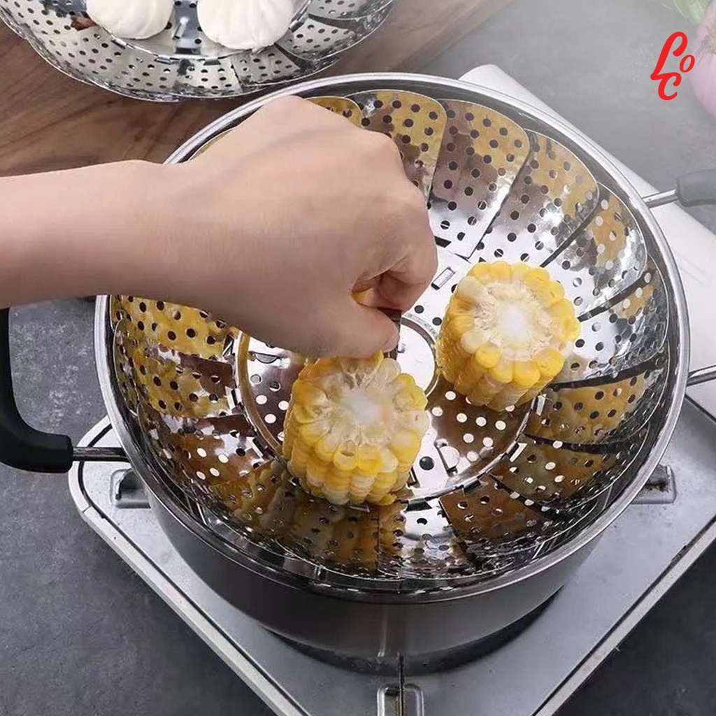 Alat Kukus Steamer Dimsum Kukusan Lipat Stainless Panci Wajan Kukus Multifungsi Vegetable Steamer