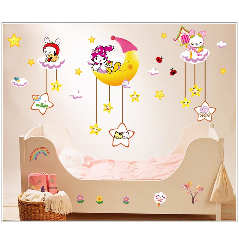 RELIZA WALL STICKER BULAN SABIT SLEPPING GOOD NIGHT AY9258 STIKER DINDING