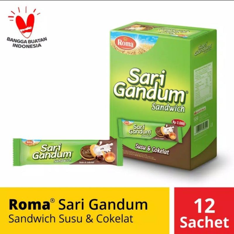 

Roma sari gandum coklat isi 12 pcs