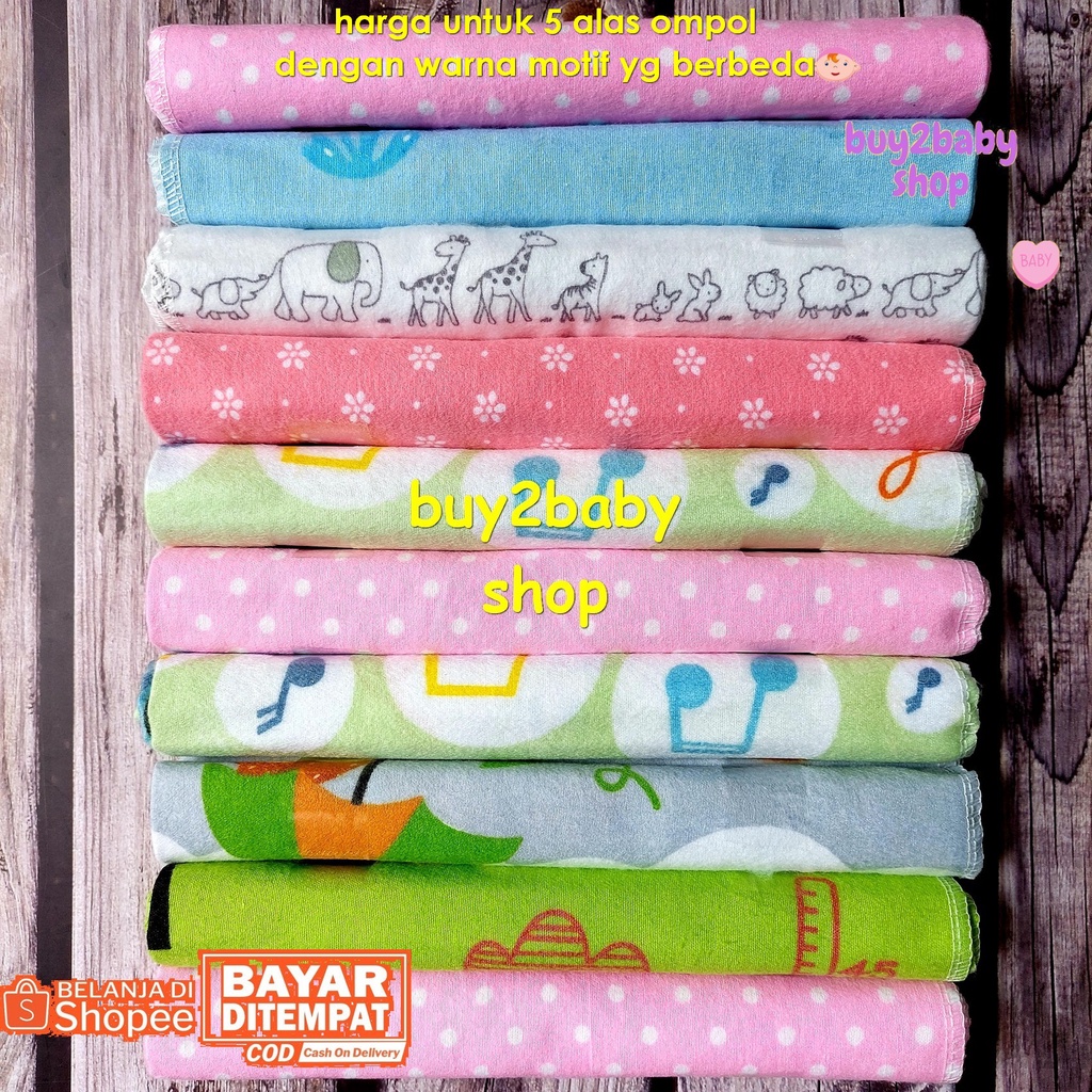 Alas ompol bayi merk Flower bahan flanel halus dan lembut full print motif baby boy/girl isi 5 PCS