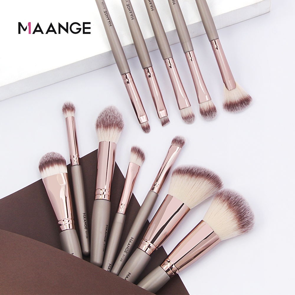 MAANGE 12Pcs Makeup Brushes Beginner Makeup Brush Set High Quality Super Soft Fluffy Nylon Brush