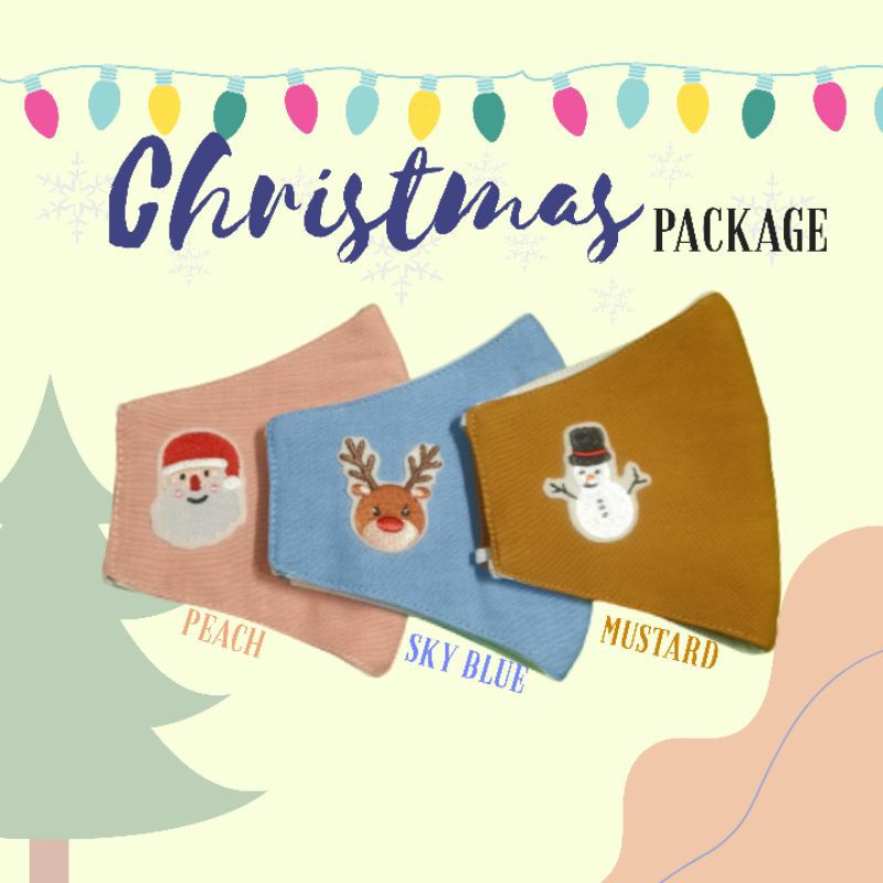 masker wajah kain 3ply [masker edisi natal] hampers wisuda natal christmas