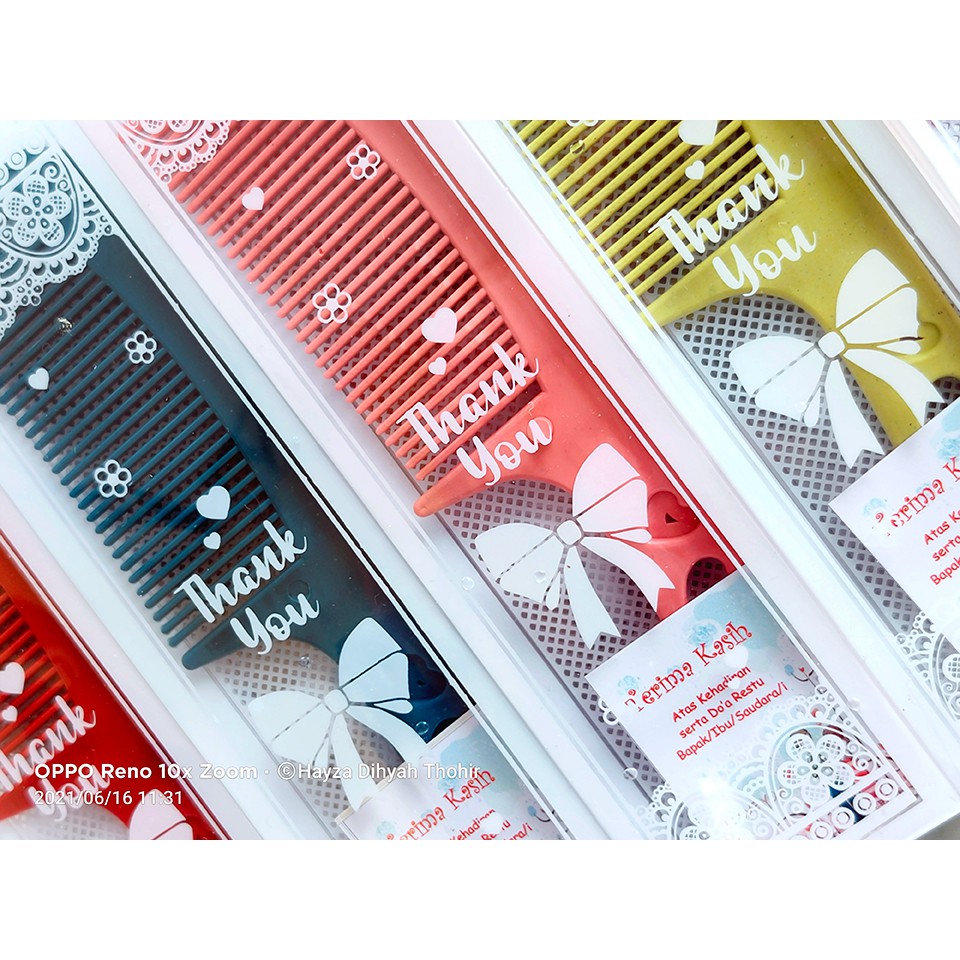 50 PCS Souvenir Sisir Lobang 3 Kecil/ Sisir Mini Kemas Mika