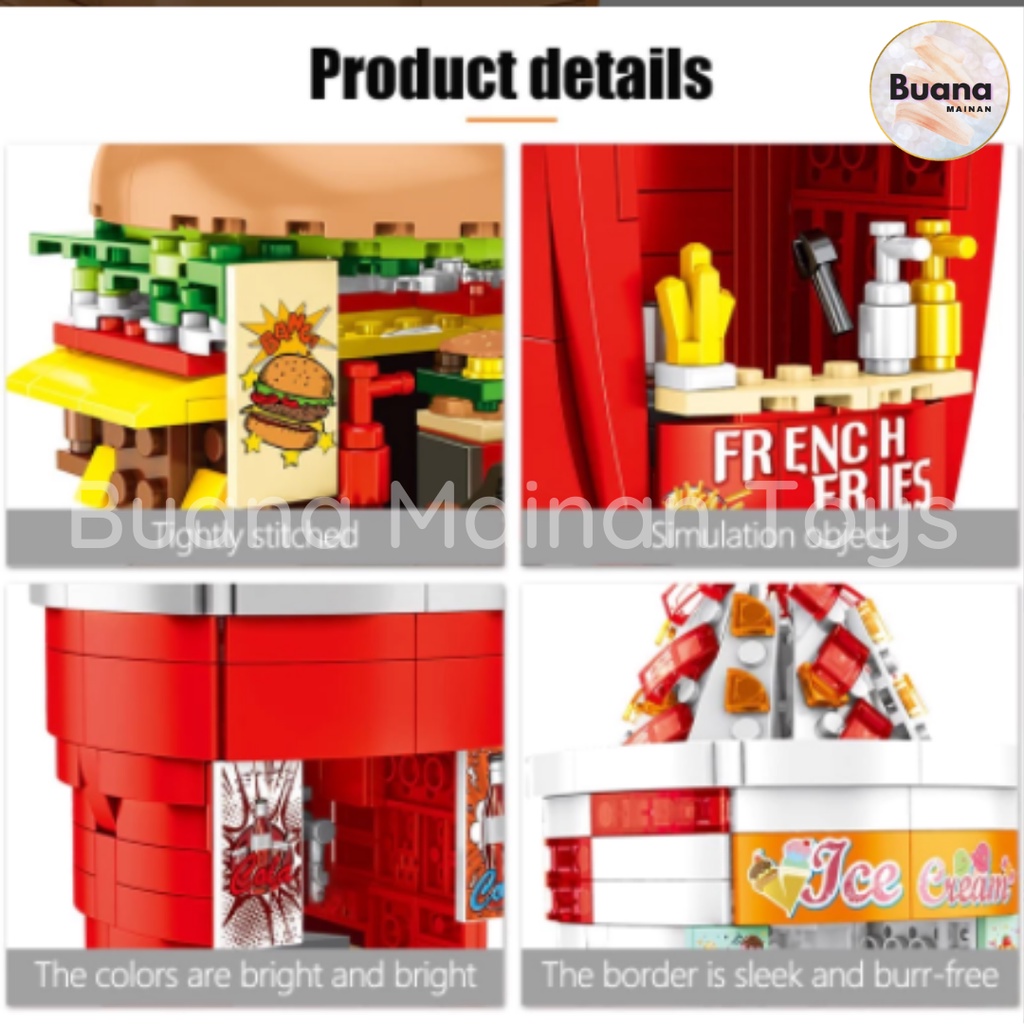 BRICKS SEMBO RESTAURANT FASTFOOD CHAIN BRICK CREATE BUILDING MODEL MAINAN EDUKASI ANAK COWO CEWE 601055