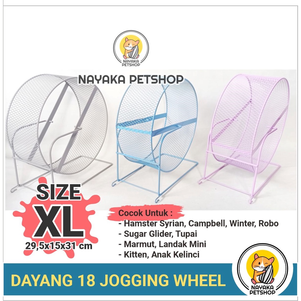 Dayang 18 Jogging Wheel Ekstra Jumbo Kincir Hamster Syrian Roda Putar Landak Mini Marmut Mainan Sugar Glider Musang Rolling Kelinci Kucing Kitten Hewan