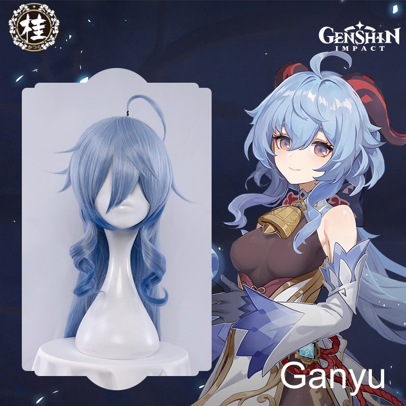 PREORDER UWOWO Game Genshin Impact Ganyu Cosplay Wig 80cm Gan Yu Cosplay Hair Wigs