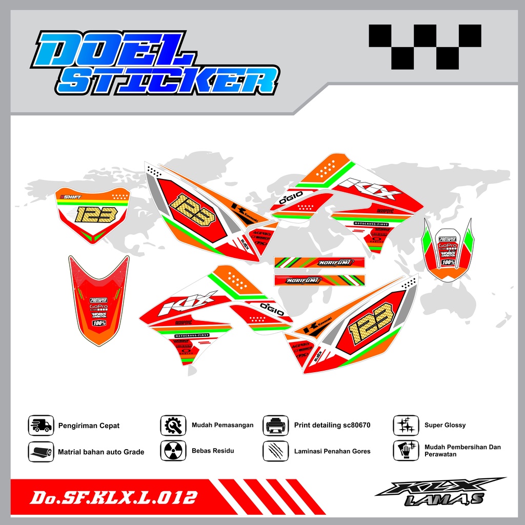 Sticker Striping Honda KLX L , S Lama List Variasi Hologram , Crome Doel012