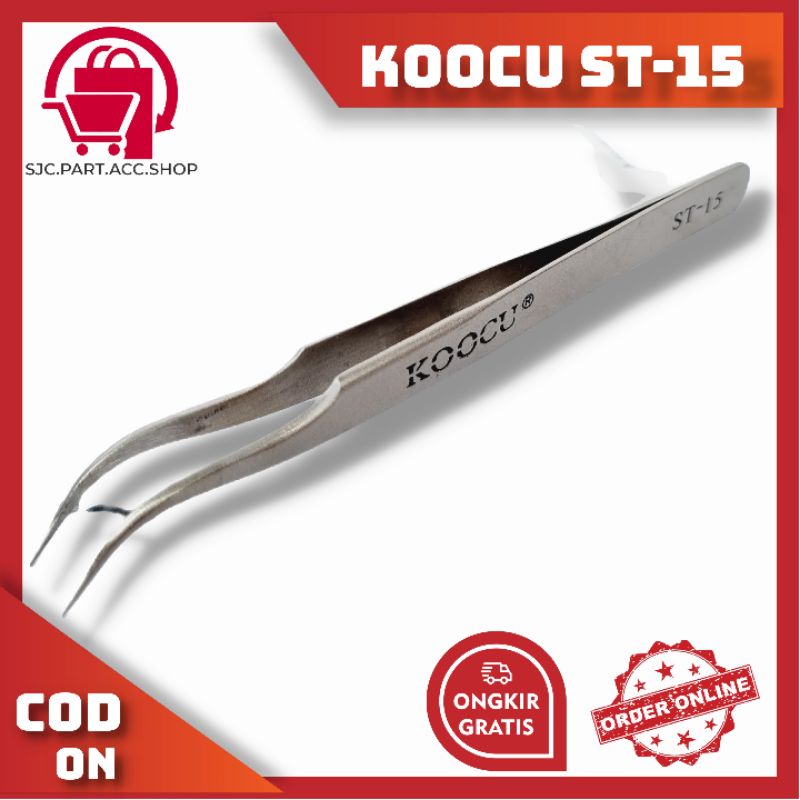 PINSET TWEEZERS STAINLESS KOCCU ST-15 BENGKOK