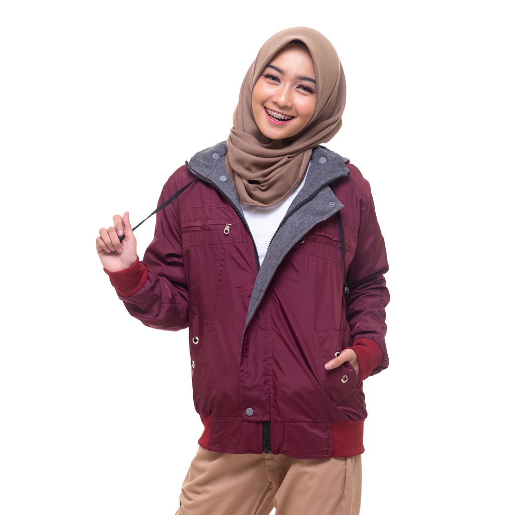 HEYLOOK Project - (Jaket 2 In 1) Jaket Wanita Jaket Parasut ANNA Jaket Bolak Balik Wanita Hodie Bisa Dilepas