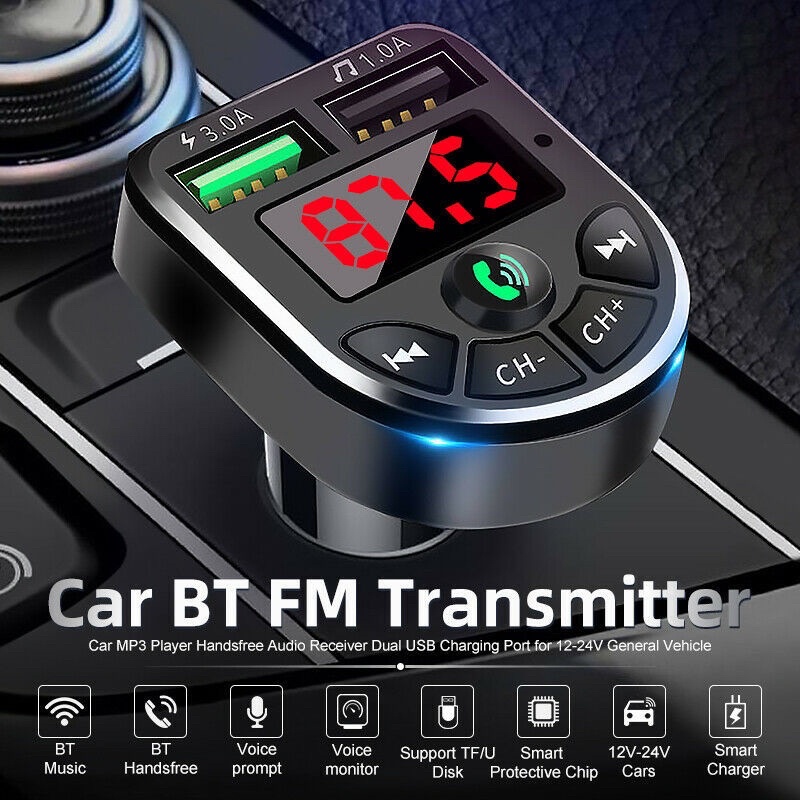 fm modulator bluetooth receiver car charger mp3 transmitter audio adaptor care 5