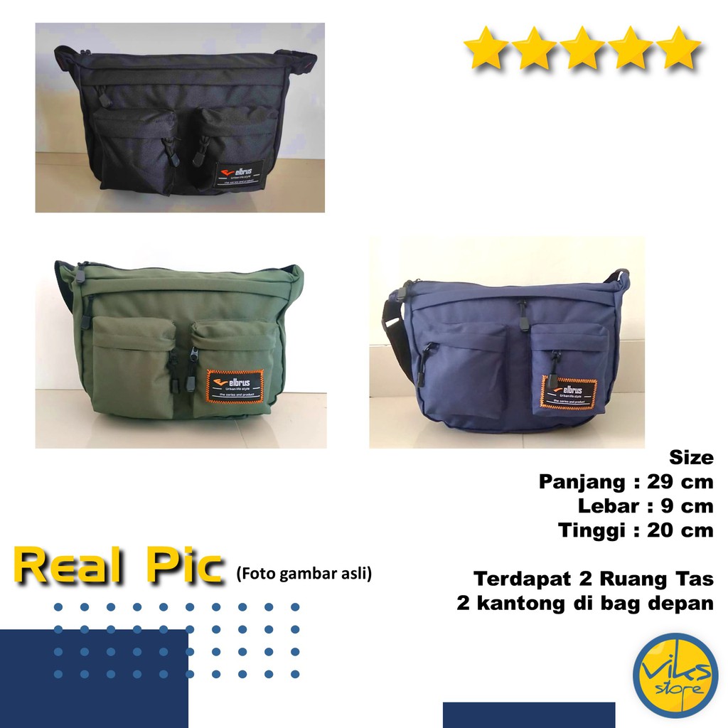 Tas Selempang Pria Cowok Elbrus Original Slingbag Tas Kerja Kuliah Sekolah Simple Hitam Hijau Biru