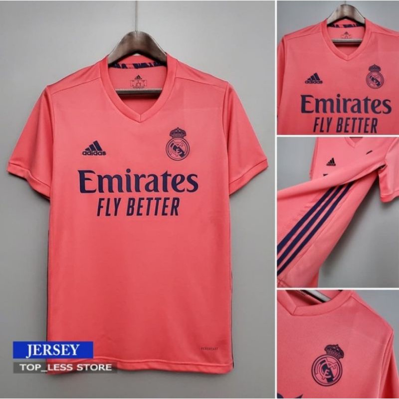 JERSEY BAJU BOLA REAL MADRID AWAY 2020/2021 PINK GRADE ORI