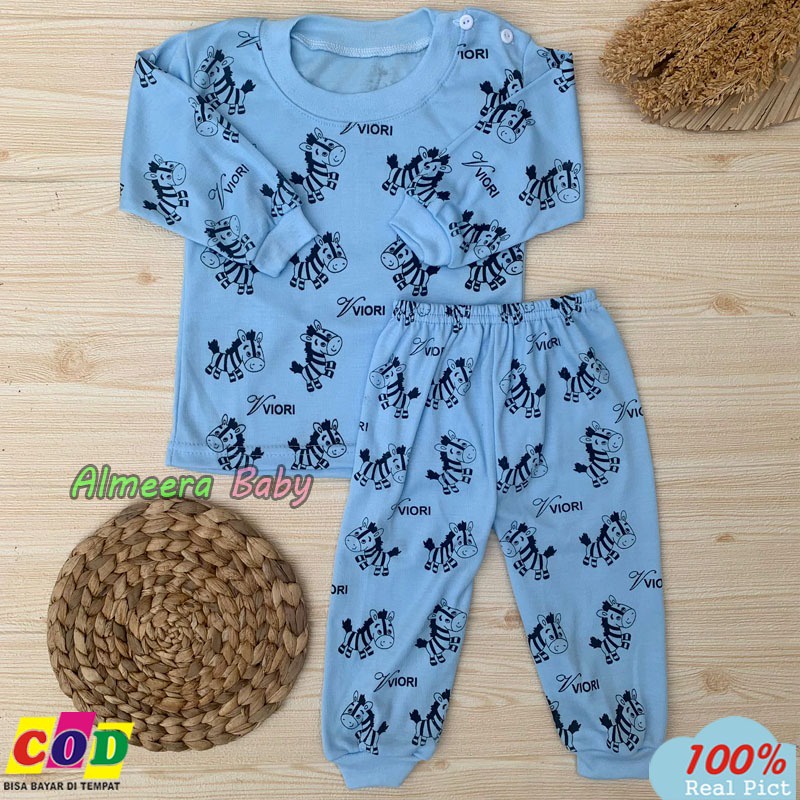 Setelan Baju Bayi Setelan Piyama Bayi Lengan Panjang Kancing Pundak Usia 3-12 Bulan Almeera Baby and Kids