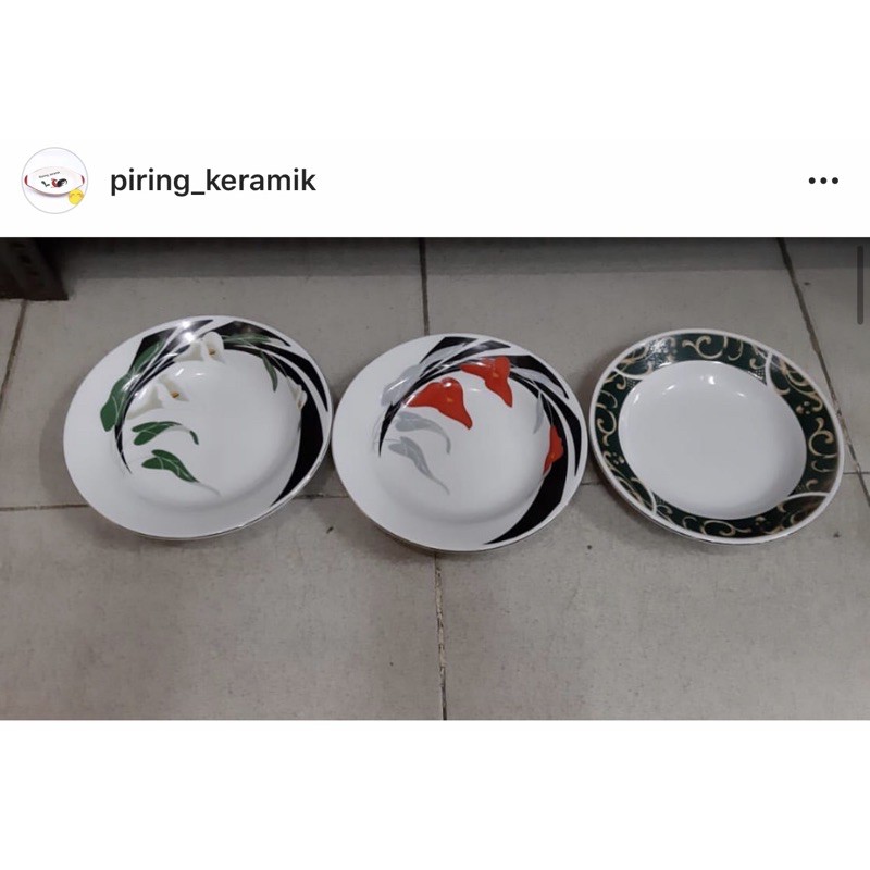 piring makan keramik size 9 inch merk SANGO motif (per lusin)