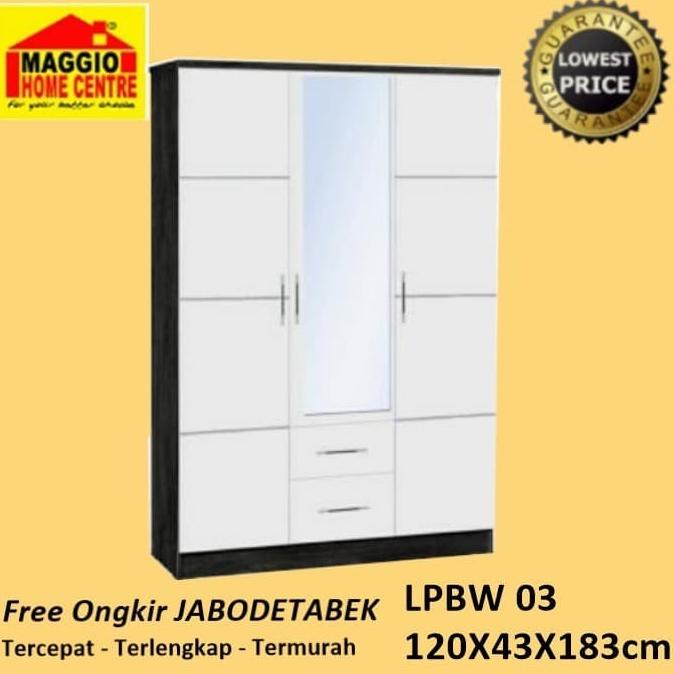 [Sale] Lemari Pakaian 3 Pintu Minimalis Putih - Hitam Putih [Terlaris]