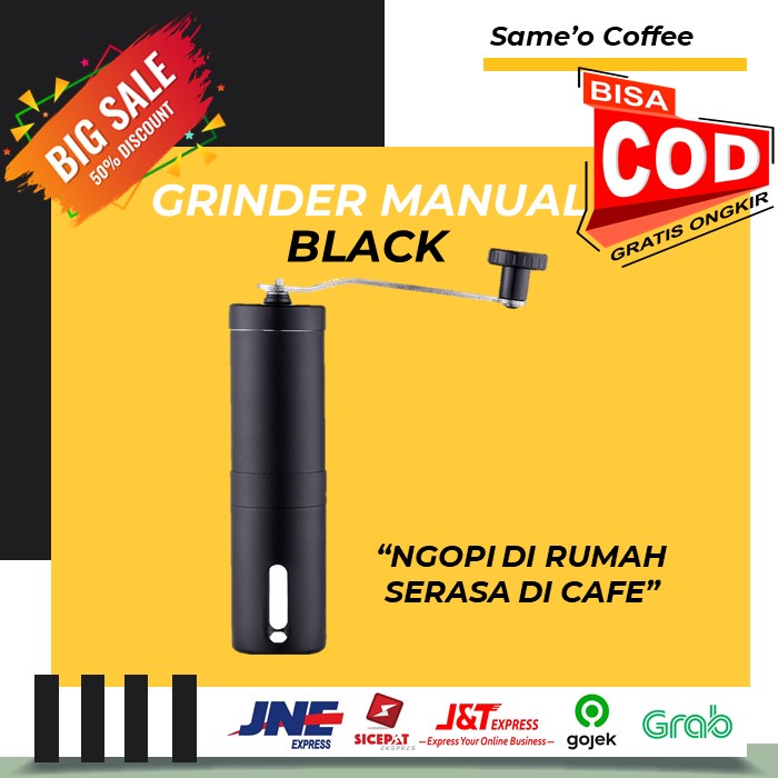 GRINDER MANUAL STAINLESS CERAMIC BURR BLACK (PENGGILING KOPI MANUAL HITAM)