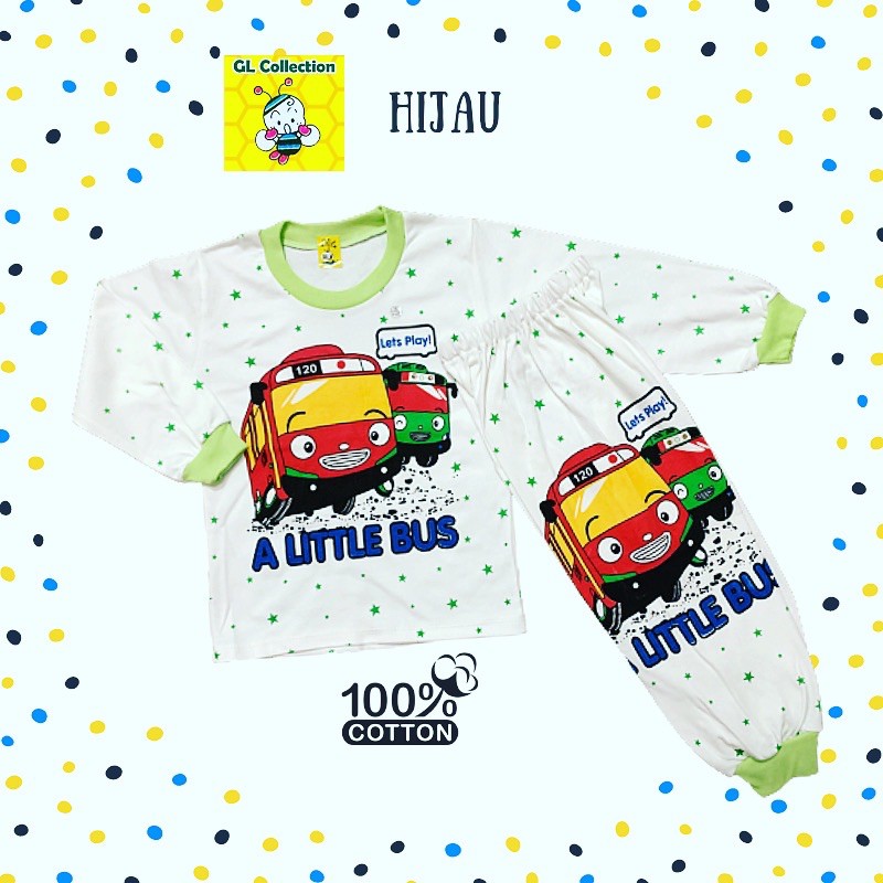 Piyama Panjang Anak Tayo S M L XL 6 Bulan - 6 Tahun 100% Katun SNI