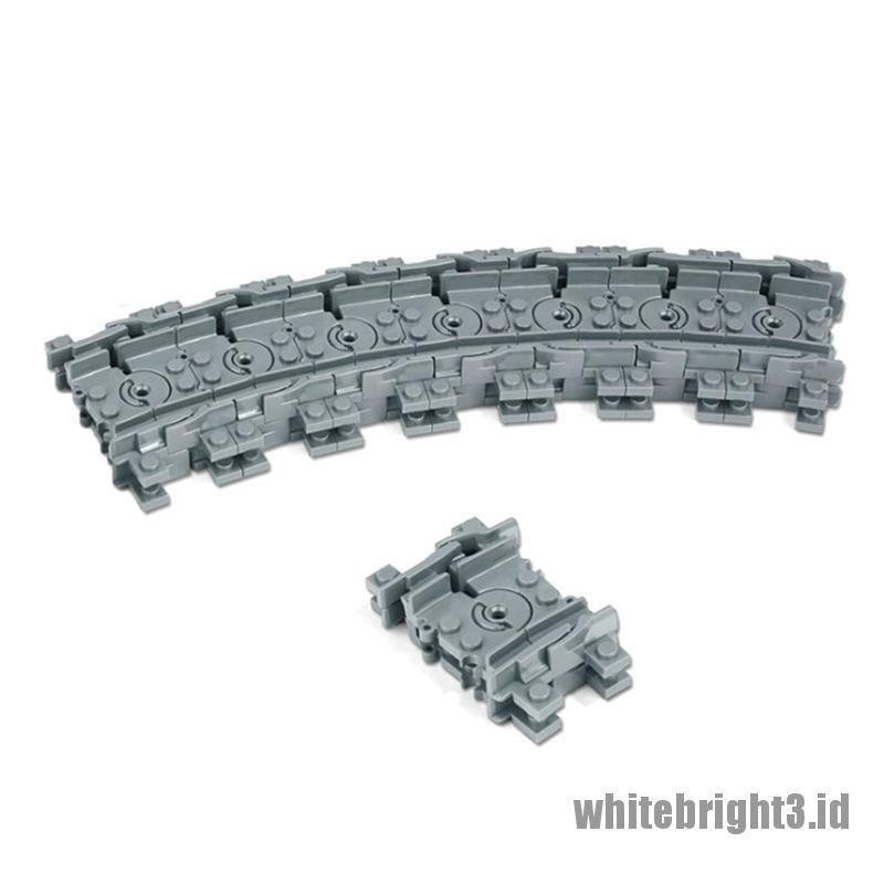 (white3) 10pcs Mainan Balok Bangun / Susun model Lego Bentuk Rel Kereta Api Lurus + Melengkung