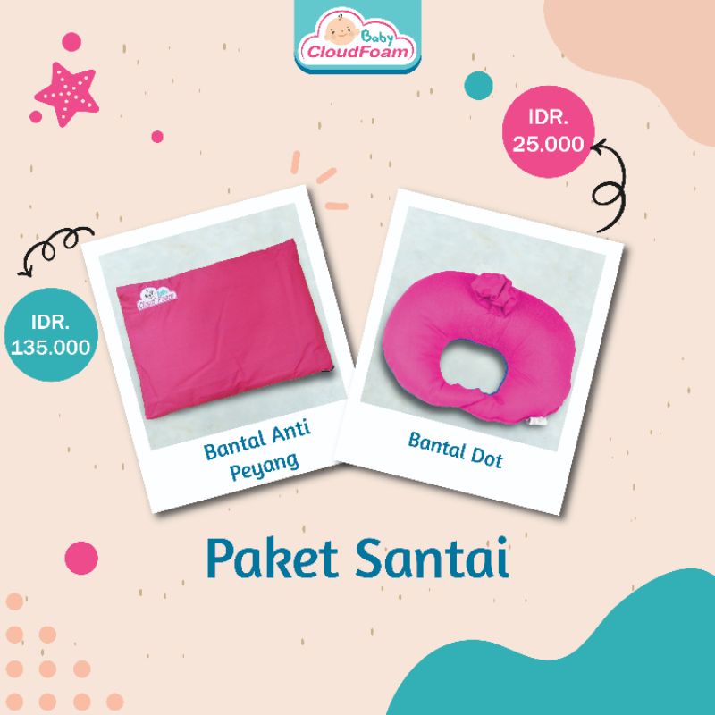 PAKET SANTAI BABYCLOUDFOAM DAN BANTAL DOT 100% ORI