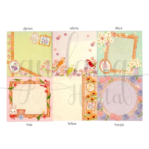 Memo Bingkai Bunga Memopad Motif Rabbit Bear DIY Scrapbook GH 301005