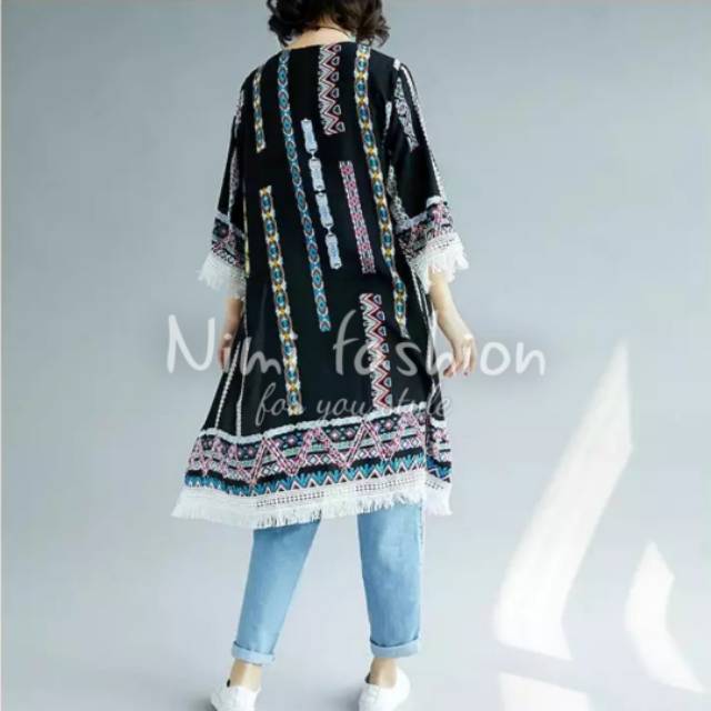 CARDIGAN BOHEMIAN PANJANG / CARDIGAN FRINGE WANITA / OUTERS / CARDIGAN ETNIK PANJANG / READY STOCK