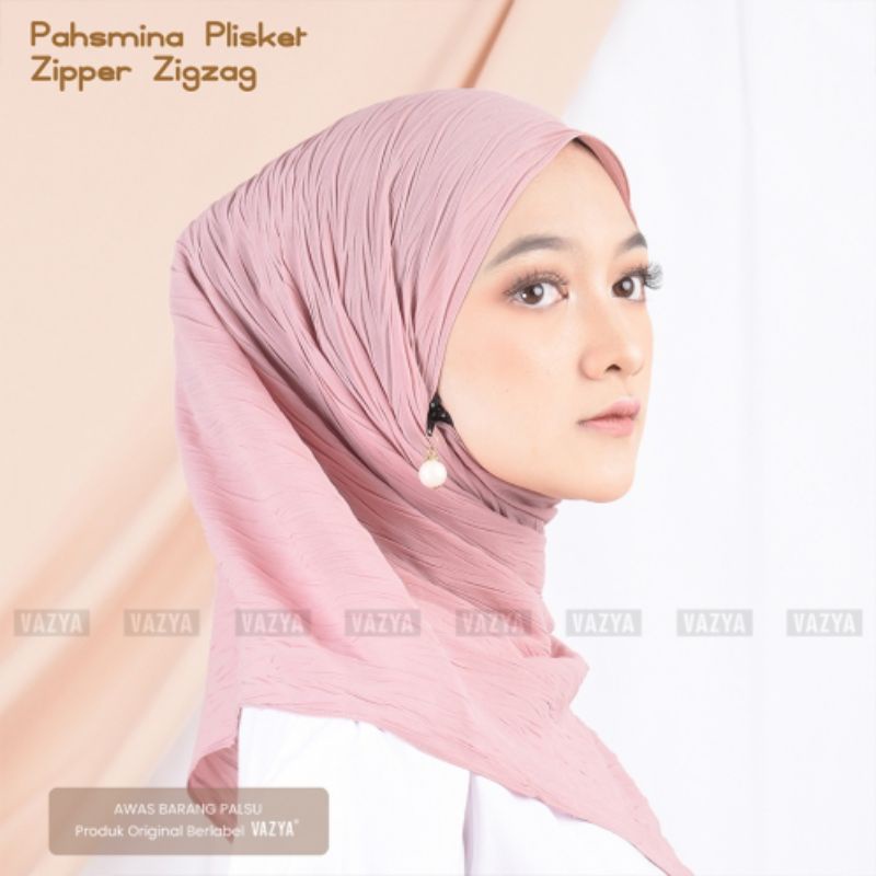 hijab pasmina instan jilbab pashmina zipper plisket zigzag