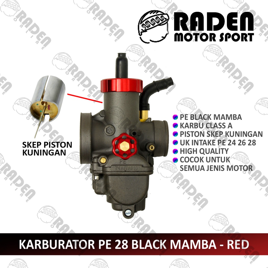 (BISA COD) KARBURATOR KEIHIN HITAM PE 24 26 28 BLACK MAMBA RED GOLD CNC THAILAND KARBU PE28 PE26 PE24 KARBULATOR BEAT VARIO MIO RX MX GRAND SUPRA 125 X BYSON NVL NVA NINJA CBR GL PRO RR SOUL FI FU 150 SATRIA KEIHIN R VIXION TIGER GL REVO MX VEGA Z ZR-6
