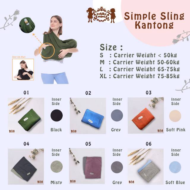 Petite mimi simple sling / Gendongan Kaos (Geos) Polos saku